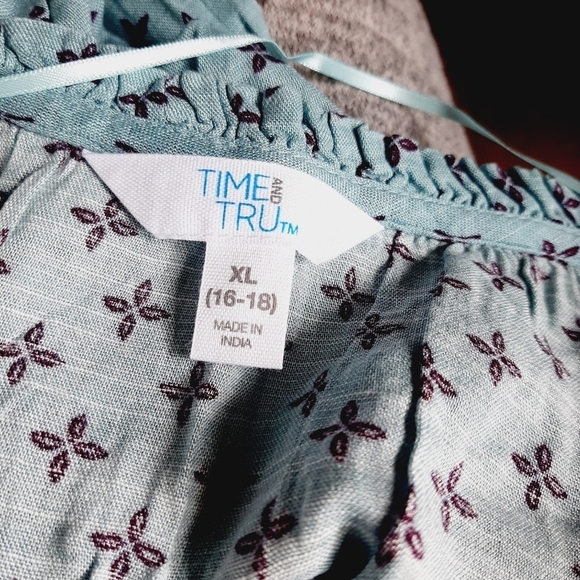 Time and Tru blue purple bohemian sz xl blouse - Picture 3 of 4